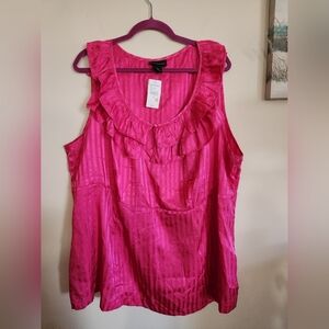 Lane Bryant sleeveless plus size top 28 4x hot pink nwt
